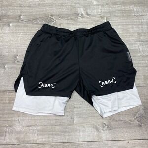 ASRV Shorts Mens 2XL Black 2-in-1 Lined Athletic Running Training Mesh Gym